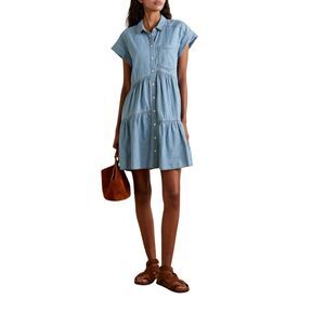 Veronica Beard Harrow Tiered Chambray Dress